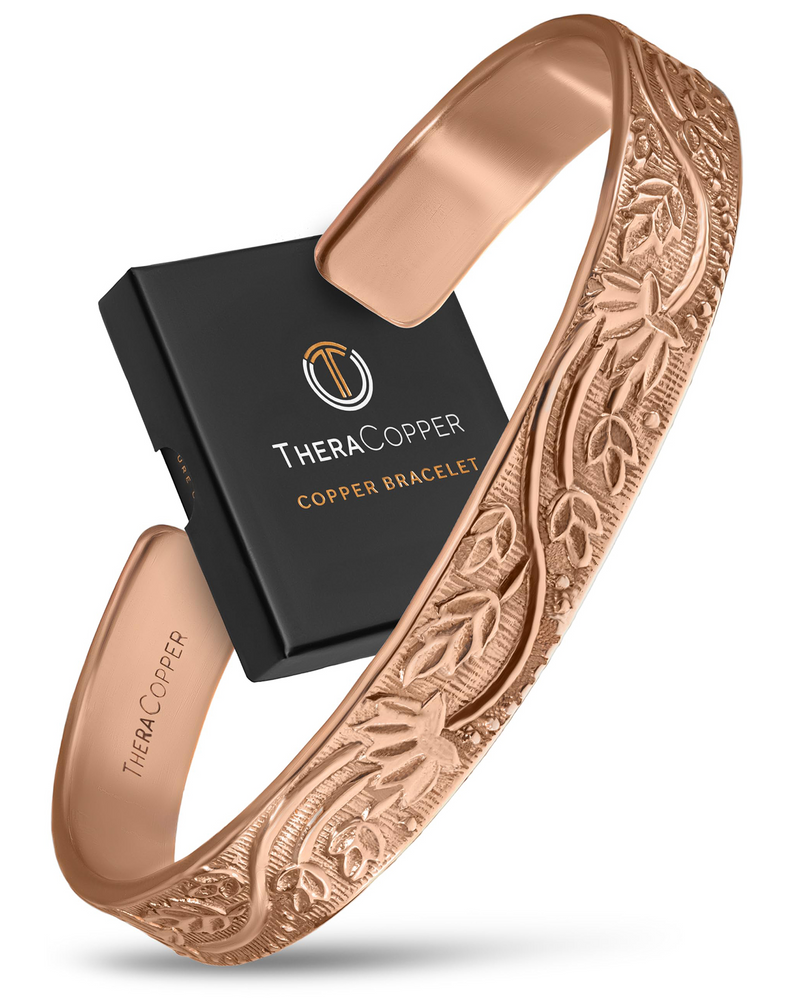 Pure Copper Cuff Bracelet for Women – Floral
