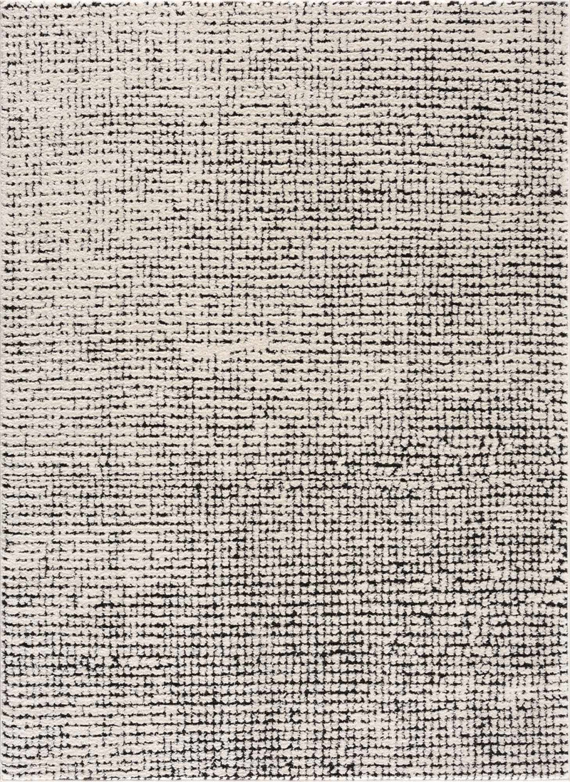 Keita Cream & Black Grid Plush Rug