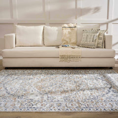 Hiti Cream Flat Pile Washable Rug