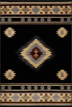 Buckhaven Black Southwestern Area Rug