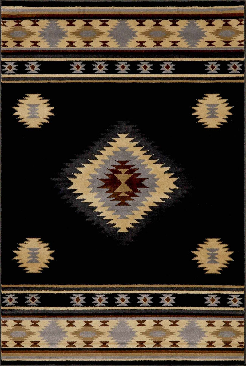 Buckhaven Black Southwestern Area Rug
