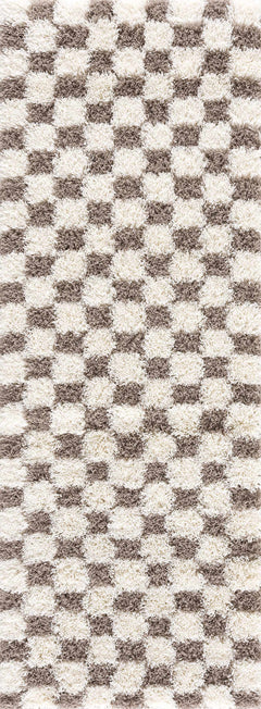 Atira Brown Checkered Area Rug