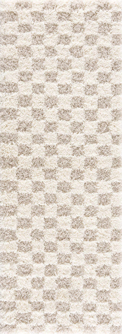 Atira Light Brown Checkered Area Rug