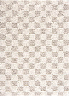 Atira Light Brown Checkered Area Rug