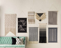 Mansura Gray and White Patterned Wall Hanging