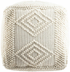 Aveley Beige Cotton Knitted Pouf
