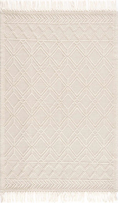 Ramsbury Beige Trellis Wool Rug