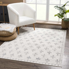 Tigris Swiss Cross Ivory&Gray Area Rug - Clearance