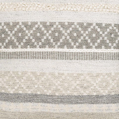 Geyser Woven White Gray Cotton Pouf - Clearance