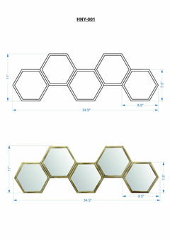 Gitagum Rustic Gold Honeycomb Mirror