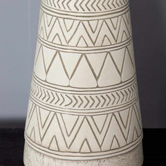 Tan and Cream Resin Lamp with White Linen Table Lamp - Clearance