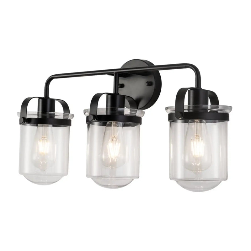 Indoor Wall Lights in Modern Black Finish with Glass Shade and E26 Base