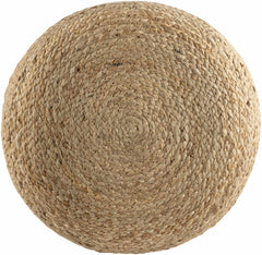 Lavertezzo Brick Red Knitted Beige Cotton Pouf