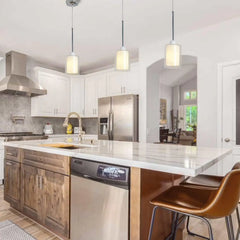 Modern Glass Pendant Light with Chrome Nickel Finish for Kitchen Island