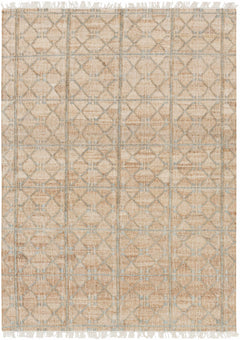Rice Dusty Sage Fringed Jute Carpet