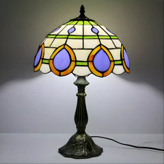 Peacock Tiffany-Inspired Lamp in Vintage Glass Design