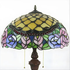 Peony Blossom Tiffany-Style Lamp Stained Glass for Floor