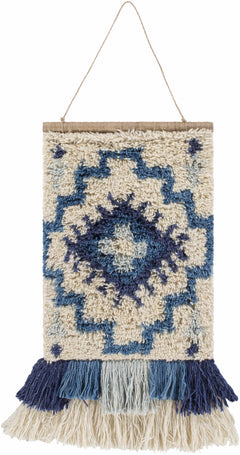 Philomont Ivory and Blue Geometric Wall Hanging - Clearance