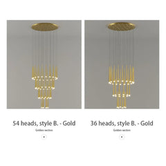 Stylish & Long Chandelier for Staircase with Compound Ring Design