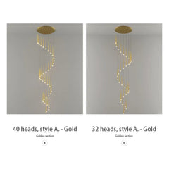 Stylish & Long Chandelier for Staircase with Compound Ring Design