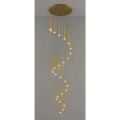 Stylish & Long Chandelier for Staircase with Compound Ring Design