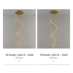 Stylish & Long Chandelier for Staircase with Compound Ring Design