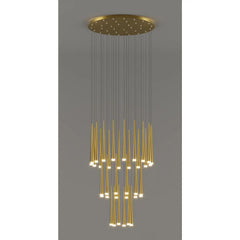 Stylish & Long Chandelier for Staircase with Compound Ring Design
