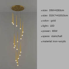 Stylish & Long Chandelier for Staircase with Compound Ring Design