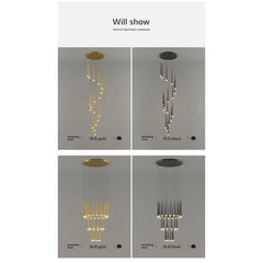 Stylish & Long Chandelier for Staircase with Compound Ring Design