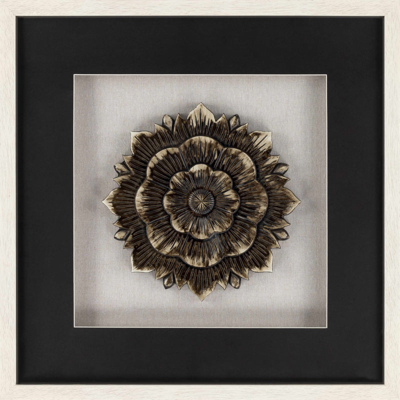Tanza Black Textured Floral Wall Art - Clearance
