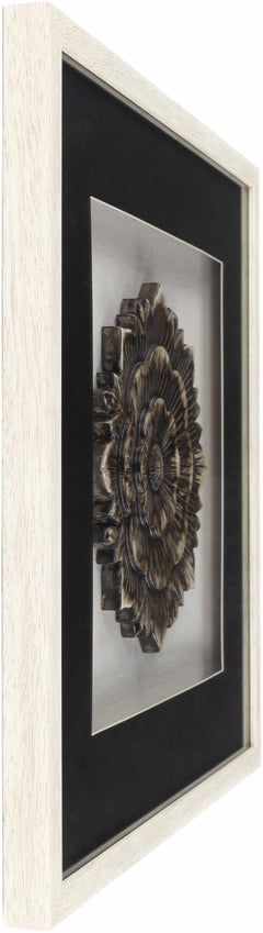 Tanza Black Textured Floral Wall Art - Clearance