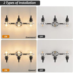 Wall Lights Bedroom Vanity with Glass Shades and E26 Socket